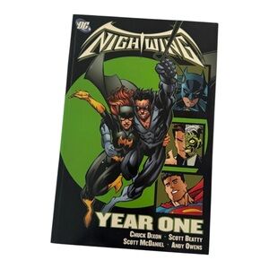 DC Nightwing Back Cover Illustration - Black & Blue with Green Text